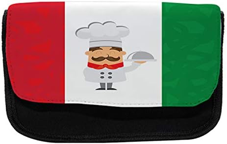Caixa de lápis de bandeira italiana lunarável, caricatura colorida, bolsa de lápis de caneta com zíper duplo, 8,5 x 5,5, multicolor
