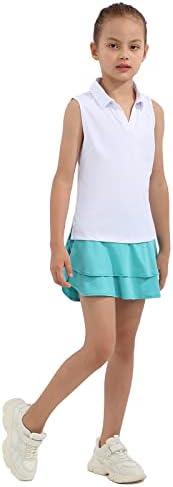 Meriabny Girls Sleesess Golf Polo Camisetas V Neck Athletic Tennis Tops Roupas para 6-13 anos