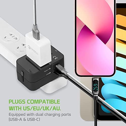 Viagem USB Plus International Power Adapter Compatível com a Samsung SM-C1010 para energia mundial para 3 dispositivos USB TypeC, USB-A para viajar entre EUA/EU/AUS/NZ/UK/CN