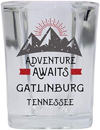 R e R Importam Gatlinburg Tennessee Sovevenir 2 onça Base Base Shot Glass Adventure Aguards Design 4-Pack