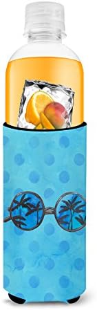 Tesouros de Caroline BB8176TBC Óculos de sol Blue Polkadot Garoto alto Hugger, azul, lata de manga mais refrigerada Machine lavável bebida manga HuSedger Isolador dobrável Beverage isolante, suporte, suporte