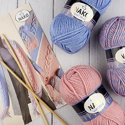 Nako Sport Wool, fios de tricô de lã, cada novelo 3,53 oz, você pode usá -lo para lenços de tricô, boinas,