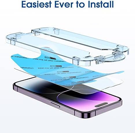 Protetor de tela de vidro OneTouch AMFILM para iPhone 14 Pro 6,1 polegadas 2022 com protetor de lente da câmera, instalação mais fácil, compatível com ilhas dinâmicas, livre de bolhas, vidro temperado, 2+2 pacote