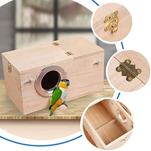 Caija para madeira para animais de estimação, caixa de ninho de periquito, caixa de criação de ninhos de ninhos de pássaros para gaiola de madeira para Finch pombinhos