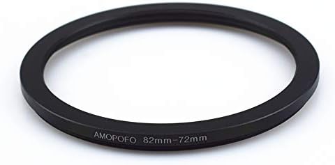 Filtros de lente de anéis de redução de 82 mm a 72 mm compatíveis com UV, ND, CPL, feitos de metal usinado CNC com acabamento eletroplacado preto fosco, todas as lentes de câmera de 82 mm e acessórios de 72 mm