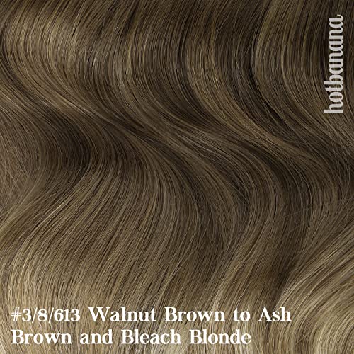 Clipe em extensões de cabelo, hotbanana noz marrom a cinzas marrom e alvejante clipe de 120g loiro em extensões de cabelo
