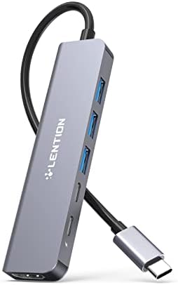 LENTÇÃO USB C HUB, 6 em 1 USB C A adaptador USB, dongle multitor USB C com 4K HDMI, porta de dados