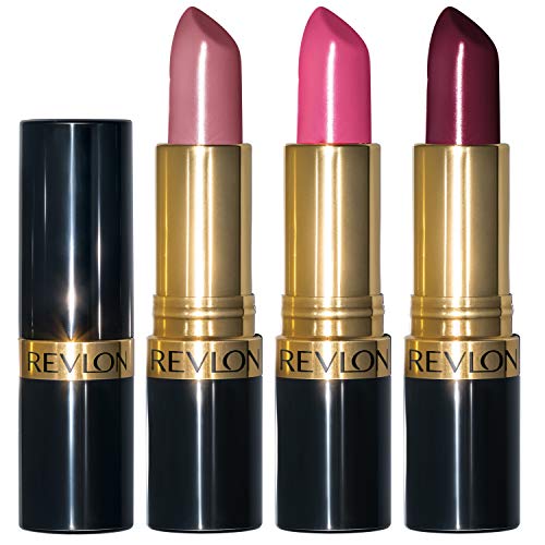 Lipstick definido por Revlon, Super Lustrous 3 Peças Gift, alto impacto, hidratante, acabamento em creme