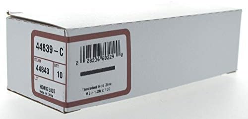 Hillman 44843 M8-1.25 x 100 haste rosqueada de zinco, 10 pacote