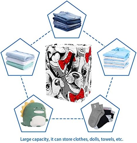 Padrão de bulldog francês Padrão de impressão de impressão cesto de lavanderia, cestas de lavanderia à prova d'água 60l Lavagem de roupas de roupas de roupas para o dormitório quarto do banheiro