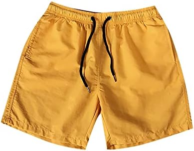 Shorts esportivos para homens com cordão de troca de praia de verão com cintura elástica e bolsos