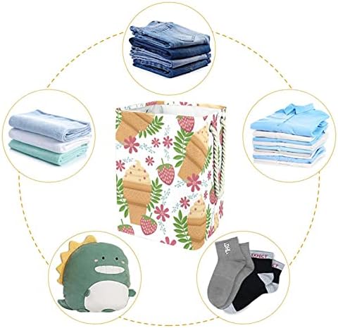 Cesta de lavanderia com alça de corda, encantador-tropical-background com brinquedos de design e organização de roupas e cesto de roupa dobra