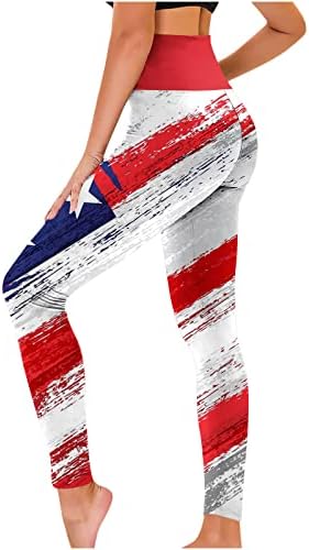 Independence Day Womens Yoga Sweatpant Stars Stripe Cantura Alta barriga Controle de Bottoms Leggings calças de corredor calça calça