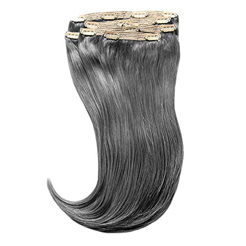 Clipe de prata escura/cinza em extensões de cabelo - Remy Human Hair por Estelle's Secret, 20 Straight