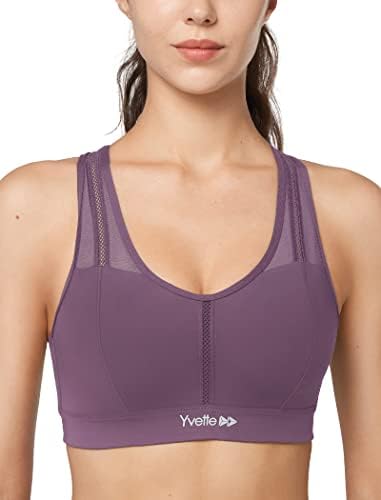 Yvette Mesh Sports Sports for Women High Impact Impact Hicking Racerback Sports Sport Molded Cup para correr plus size