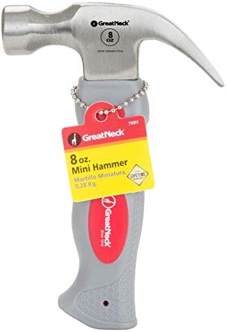 Greatneck 79001 Mini Claw Hammer 8 oz, mini martelo para reparos em casa, martelo de tack, pequeno martelo para suspensão, artesanato e muito mais