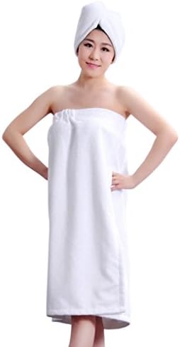 Mulheres Banho de banho com toalha de cabelo, elástico macio de ginástica praia de toalha de toalha vestível de banheiro spa de toalhas de banheira de banheira