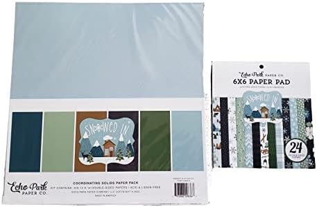 Echo Park Paper Collection Pacote: nevou em pacote de papel sólido de 12 ”x 12” + nevou em 6 ”x 6”