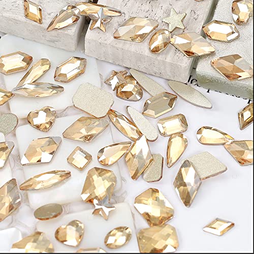 660pcs Champagne Gold Crystal Rhinestones Uil Art Back redonda redonda de tamanho multifuncional Pedras de