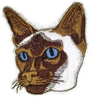 Incrível retratos de gatos personalizados [Siamese Catface] Ferro bordado em/Sew Patch [3 x 3] feito