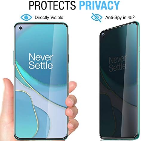 ANBEL Design ANBZSIGN [2 pacote] Protetor de lente da câmera e [2 pacote] Protetor de tela de privacidade para OnePlus 8T / OnePlus 8T 5G / OnePlus 8T+ / Plus 5G, vidro temperado com dureza anti-spy 9H