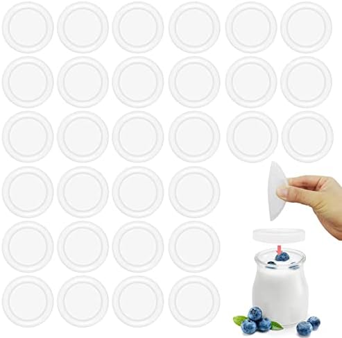 50 PCs Iogurte Jarra de tampas de 2,68 polegadas de iogurte de iogurte de iogurte de iogurte de tampa da tampa de armazenamento de alimentos Substituição tampa de iogurte reutiliza tampas de tampas de contêineres compatíveis com jar
