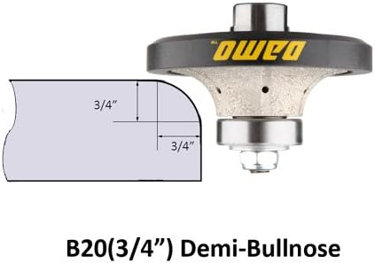 Damo B20 3/4 polegadas Demi Bullnose Half Bullnose Roundover Diamond Diamond Hand PRIFILER ROUTOR DE