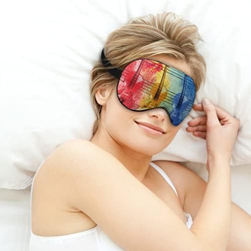 Pintura de aquarela colorida e violinos máscara de olho do sono