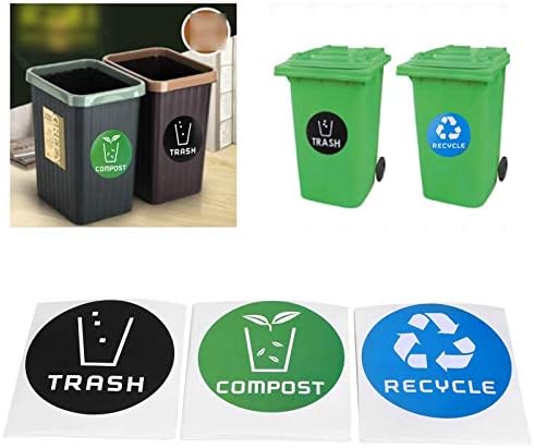 Adesivo de reciclagem de 60pcs, adesivo de reciclagem para lixo resistente a UV, impermeável e anti-arranhão para latas de lixo recipientes de reciclantes de reciclagem （3,9 polegadas）