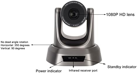 Câmera de reunião de Narote, HD 1080p 100−240V Lente rotativa Posição frontal 10x Câmera de zoom óptico PTZ para reunião de negócios para aprendizado on -line