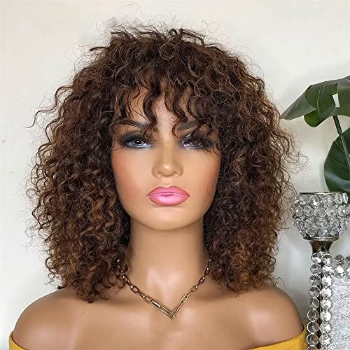 Destaque Blonde Short Bob Human Hair Wigs para mulheres Jerry Curly 13x4 HD Transparente Lace Front Wig com Berta