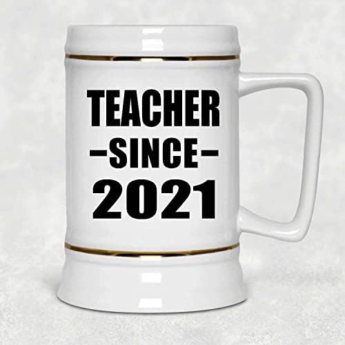 Projeta o professor desde 2021, caneca de 22 onças de caneca de cerâmica de cerveja com alça para freezer,