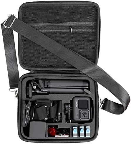 Caso duro para a GoPro Hero 11/10/9/8/7/2018/6/5 BLCAK/4 Câmera de ação prateada, acessórios carregando bolsa de ombro de armazenamento com cinta
