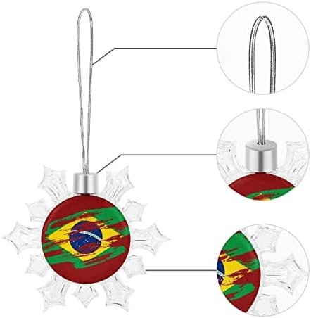 Bandeira brasileira da bandeira brasileira Árvore de neve encanta de floco de neve Ornamentos de floco