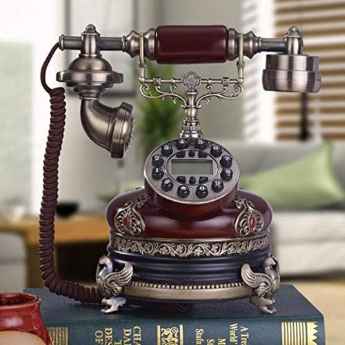 MyingBin Classic Vintage Resin Metal Metal Lined Lined Dial Phone com padrão de escultura requintado, 1