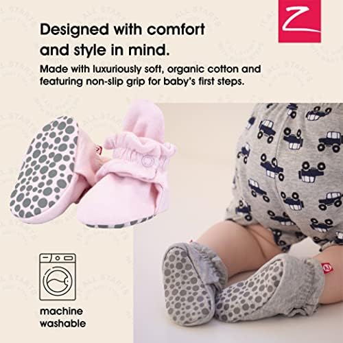 Botas de bebê de algodão orgânico Zutano unissex com solas de garra de garra, sapatos de bebê de sola de