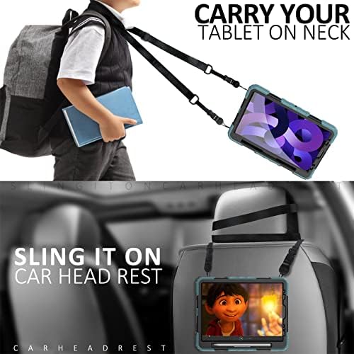 iPad Air 5th/4th Generation Caso 2022/2020, caixa do iPad Pro 11, gabinete de proteção corporal integral de [choque] com protetor de tela de vidro temperado 9h, kickstand rotativo e alça de mão
