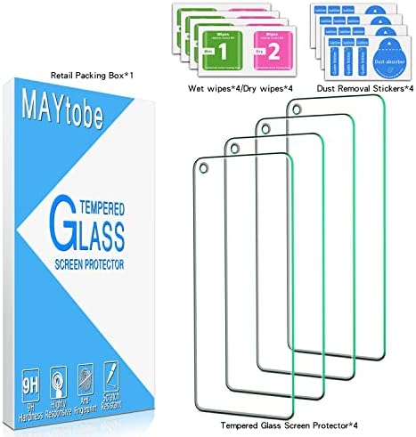 [4 pacote] Maytobe Screen Protector Compatível para Samsung Galaxy A11, M11 Vidro temperado, sem bolhas, amigável de casos, fácil de instalar