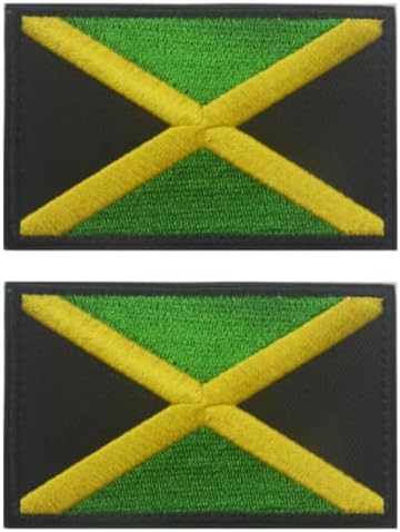 2PCS Jamaica Flag bordou remendos para bordados de pano de pano de pano gancho e patch bordados em loop