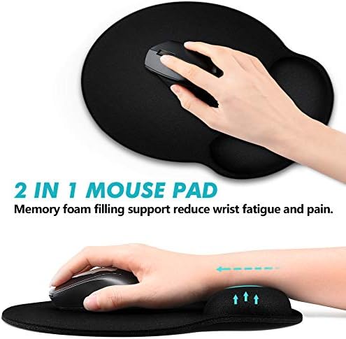 Almofada ergonômica de mouse com suporte de descanso de pulso, mousepad de jogos redondos com
