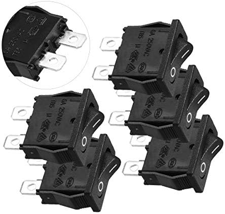 Aexit 5 pcs interruptores SPST ON OFF 2 Position Boat Rocker Switch AC 250V 6A PESDIMES 125V 10A