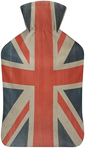 Bandeira britânica garrafa de água quente com capa macia para compressa quente e terapia a frio alívio da dor 6x10.4in