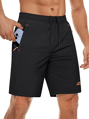 Shorts de shorts masculinos de Magcomsen shorts de caminhada rápida com bolsos com zíper para academia, treino,