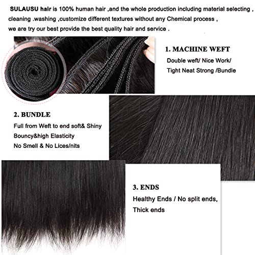 Cabelo de cabelo humano reto Cabelo 3 Bundles16 18 20 polegadas 10a Pacotes de cabelo virgens brasires não processados