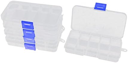 Aexit Plastic Retangle Tool Organizadores 10 Slots Componentes Caixa de armazenamento 5pcs Caixas de ferramentas Limpar branco