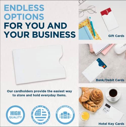 500 Guardian Key Card Helves - Mangas de cartão em branco - Use como mangas de cartão de crédito, titulares de cartões -presente ou envelopes de cartão -chave do hotel - mangas de cartões -presente escritas e imprimíveis