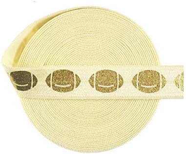 50 100 jardas por rolo de 5/8 15mm Rugby Foil Print Foldver Spandex Band Tape Hair Tire Sewing Trim Ivory