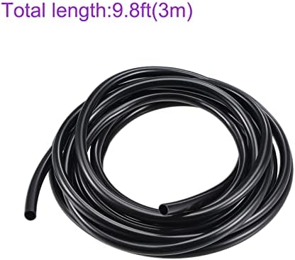 Dmiotech 5mm ID 6mm OD, mangueira de PVC flexível para proteção de fios e cabos, 3,0m/9,8 pés de comprimento preto