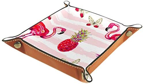 Lyetny Pink Flamingo Organizador de animais Bandeja Caixa de armazenamento Bandeja de mesa de mesa Caddy Alterar a carteira de caixa de moeda de caixa