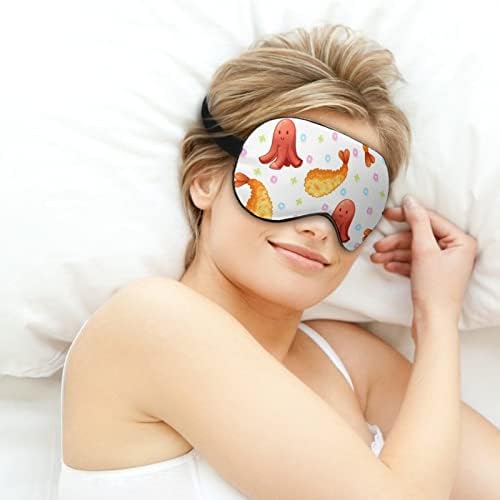 Lynarei Tempura Salsicha Padrão Máscara do sono Comida Funny Sea Comida para dormir Elastic Blackou